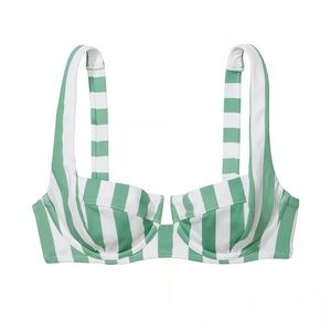 Victoria’s Secret Swim Mix-and-Match Full Coverage
Bikini Top Green Stripes 32B